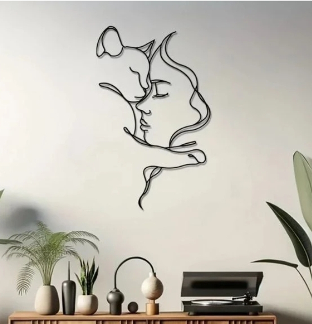 تابلو فلزی دیواری عشق گربه T262