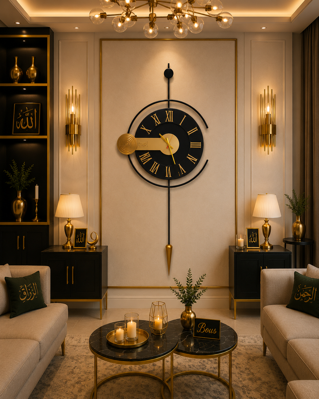 ساعت دیواری مدرن تلفیق چوب و فلز مدل H608